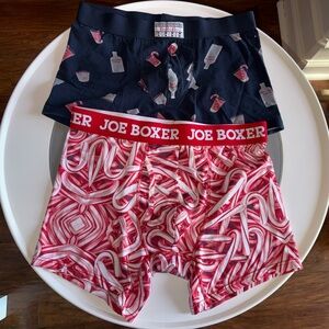 Joe Boxer Men's Red Candy Cane & Navy Holiday Boxer Briefs